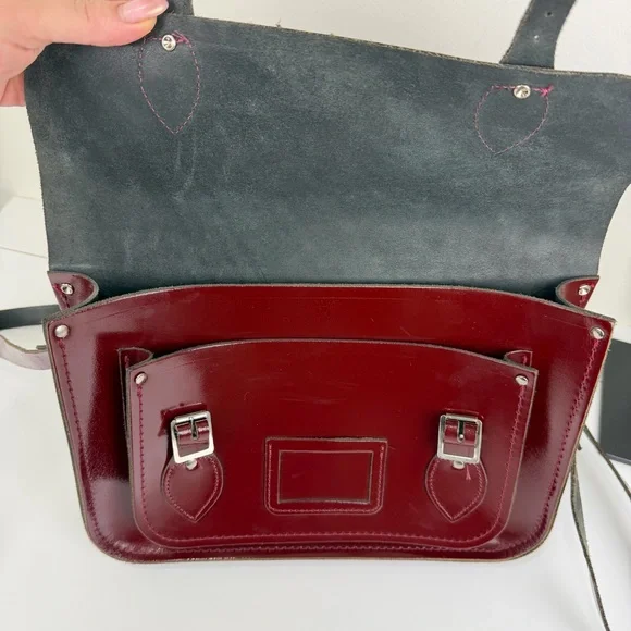 Cambridge Satchel Company Oxblood Leather Satchel Crossbody Bag - Picture 3 of 9